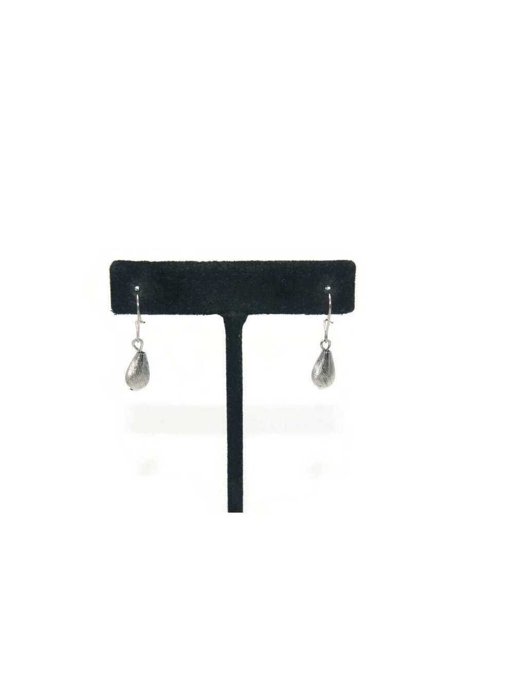 Vintage Textured Silver Tone Dangle Earrings with Ear Wire Backs.